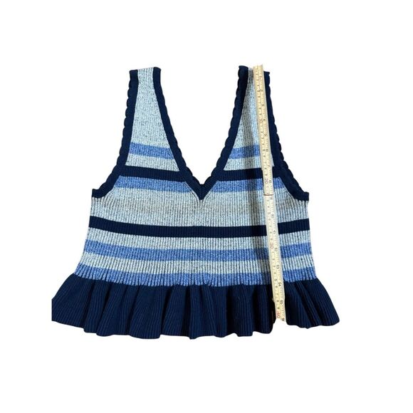 BCBGENERATION Striped Ribbed Knit Peplum Ruffle Hem Sweater Top Womens sz Small - Picture 5 of 6